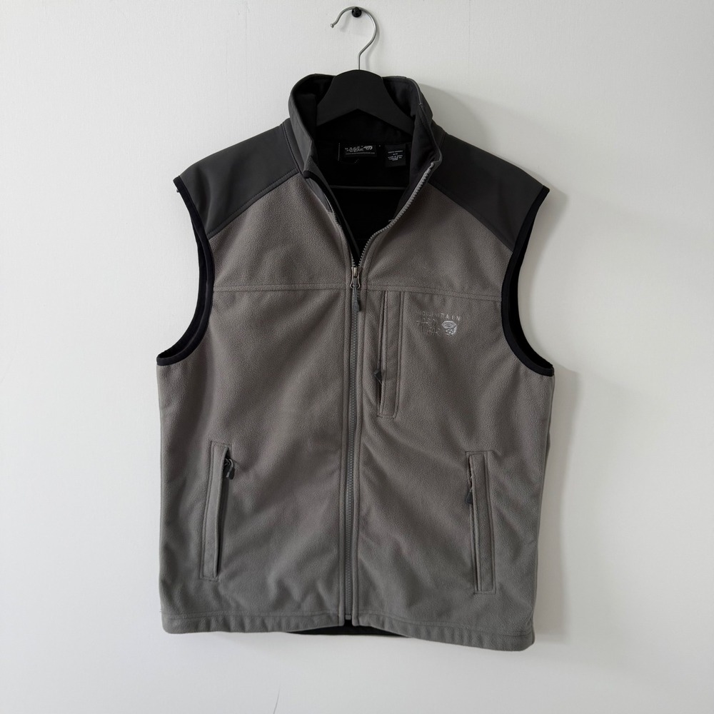 Mountain Hardwear Mens Gray Fleece Full Zip Vest Reinforced Shoulder Medium